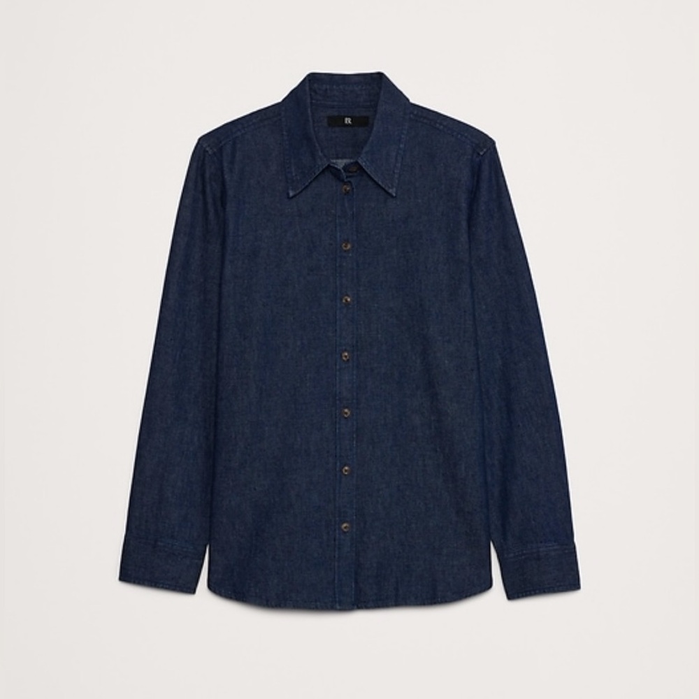 Banana Republic The Perfect Cotton-Hemp Shirt, S, Rinse Dark Wash